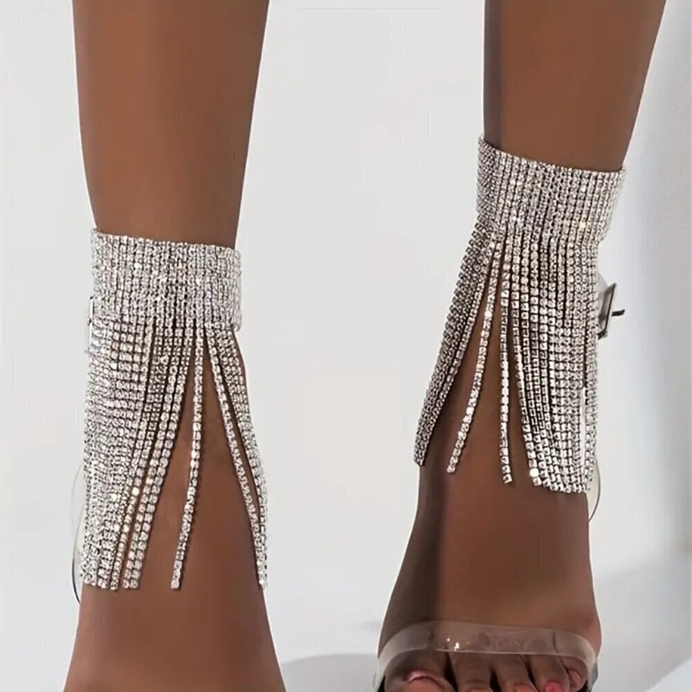 Sexy Silver-Plated Rhinestone Anklet (Color Silvery)